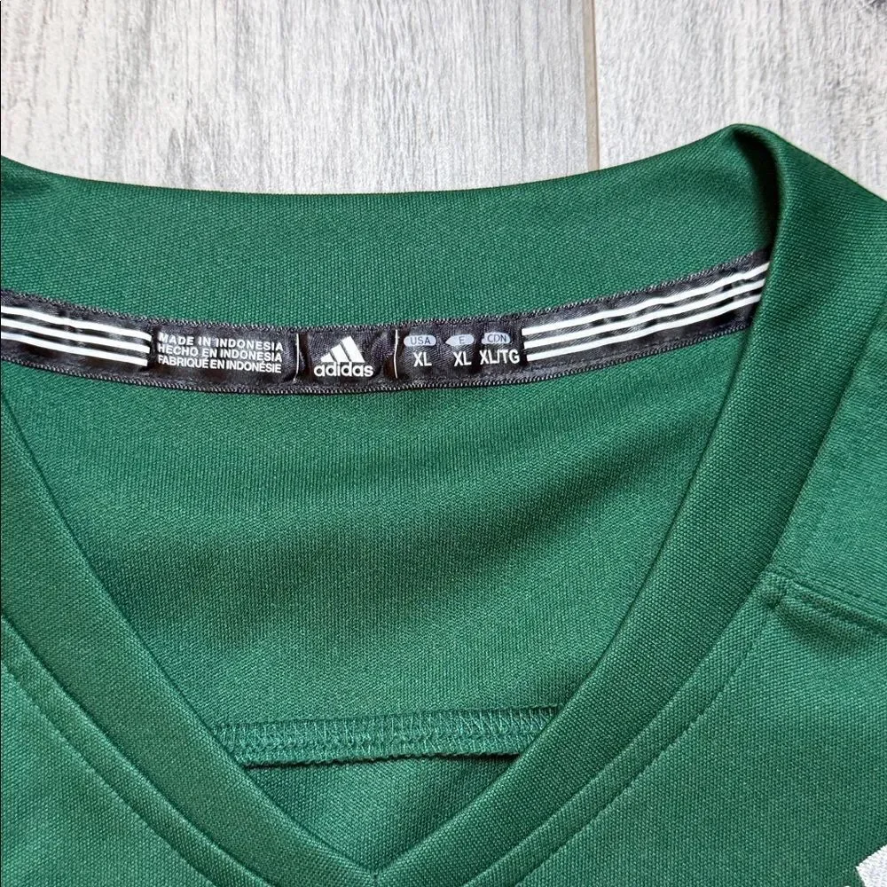 adidas Stitched Green Football Jersey with White Number ONE 1 and Orange Trim XL
